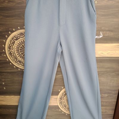 Zara Trousers Womens 4 Gray Wool Blend Wide Leg Dress Pants Stretch  Pinstripe | eBay