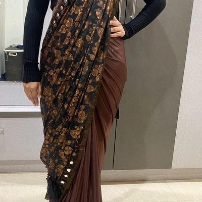 Brown Party Wear Silk Saree With Floral Blouse Saree 4786SR06