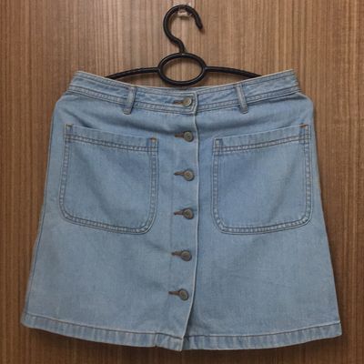 Buy Tiny Girl Girls Blue Solid Denim Skirts - Skirts for Girls 19595652 |  Myntra