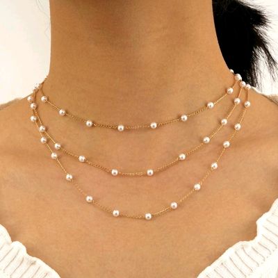 Layered pearl online necklace