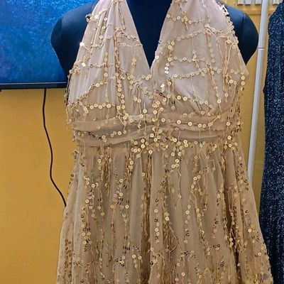 Buy Aurel Silk Designer Long One Piece Dress ASP47 Golden Colour Size  Medium at Amazon.in