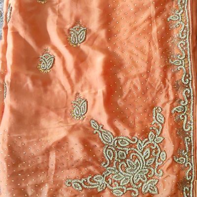 Kundan Work Pure Chiffon Saree In Green|Have Now Pure Chiffon Saree|Jhakhas