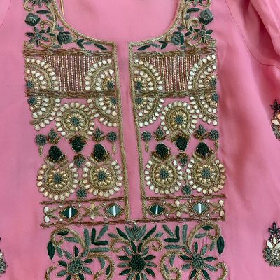 Light Pink Sequence Work Dhoti Style Salwar Suit