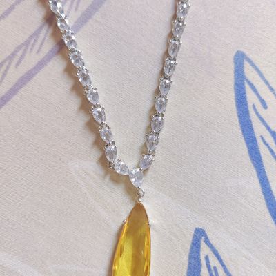 Buy Yellow Crystal Necklace, Swarovski Crystal Jewelry, Citrine Collet  Necklace, Georgian Paste Jewelry, Rococo 18th Century Pale Yellow Jewelry  Online in India - Etsy