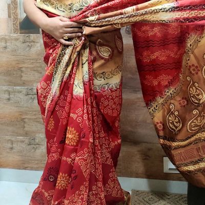 Rust Premium Tissue Linen saree – Faburra