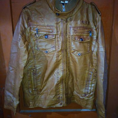 Coats Jackets D G Brown Heavy Leather Jacket Freeup