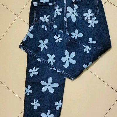 Harajuku Style Mens Patchwork Denim Floral Wide Leg Trousers With Flower  Print And Ripped Detailing Casual Vibe Straight Pants For Streetwear From  Bllancheer, $33.42 | DHgate.Com