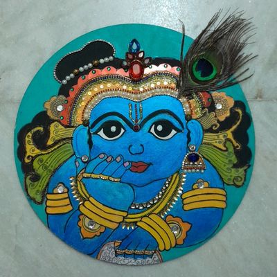 Lord Krishna with Cow Pre Marked MDF set of 2 - mintorie