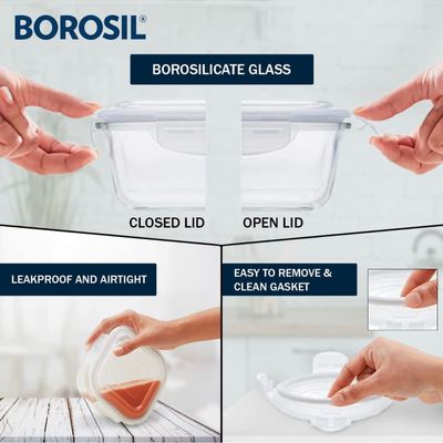 320ml Borosil 2 Square Microwavable Glass Lunch Box