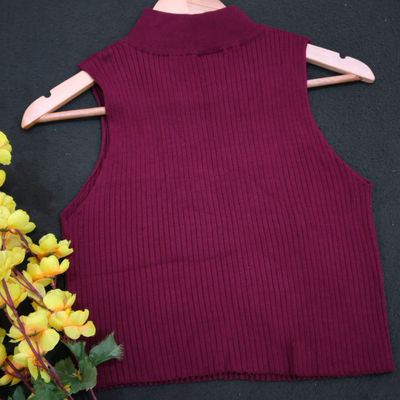 Tops & Tunics, Rue21 Maroon Ribbed Knitted Stretchable Top Xl