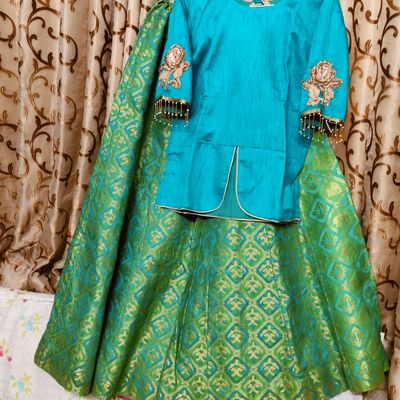 Midnight Blue & Pink Peplum Style Lehenga Set – Tirumala Designers