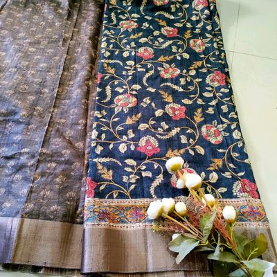 White & Black Floral Motif Hand Painted Pure Silk Kalamkari Saree – Craftyle