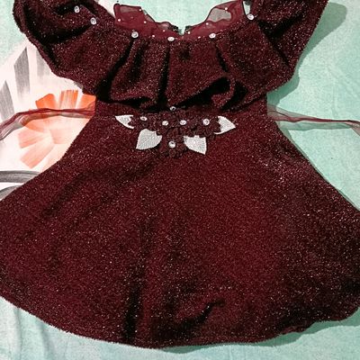 Maroon frock shop for baby