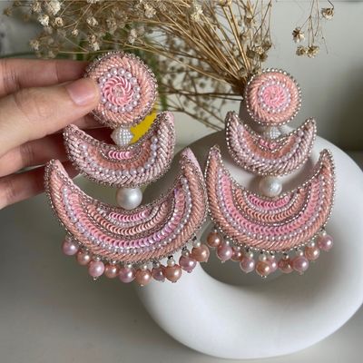 Buy Online Beautiful large Mina Chand Bali Earrings In Pink Color - Pink  City Arts - Medium
