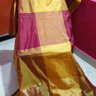 Multi-Colour Checked Kanjeevaram Silk Saree - Tulsi Weaves