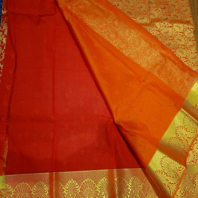 Light Orange Pure Silk Saree And Light Orange Colored Blouse | Cash On  Delivery Available, Throughout India