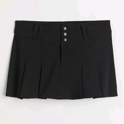 H&m black clearance pleated skirt