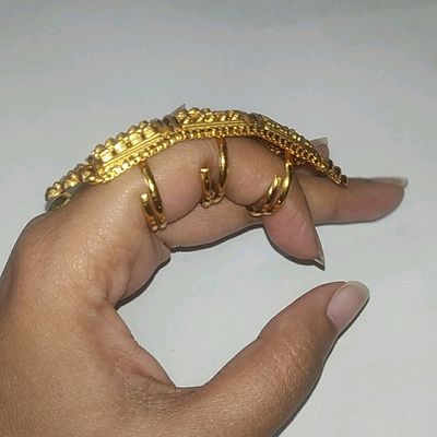 Memoir 24KT real Gold plated hand made filigree long fashion finger ring  Woman ladies Traditional : Amazon.in: Fashion