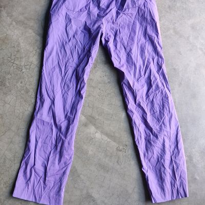 Mens Purple 100%Polyster Fabric Dress Slacks Slim Fit Pants