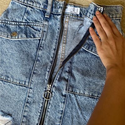 Women High Waist Ripped Casual Jeans Half Length Denim Skirt - China Dress  and Skirt price | Made-in-China.com