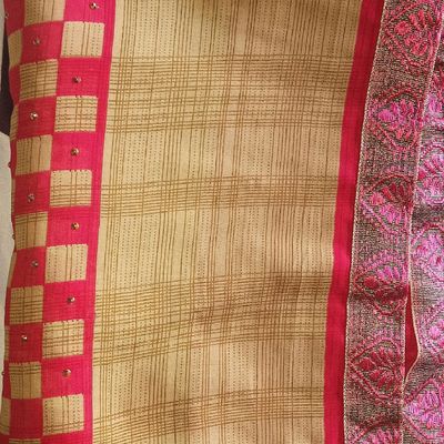 Red Floral Thread work Chiffon Saree