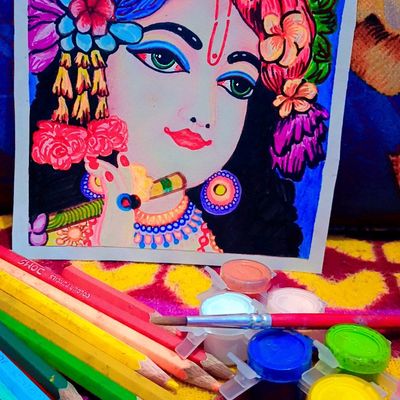 Radha Mesmerized In Memory Of Krishna Drawing by Sakshi Baranwal |  ArtZolo.com
