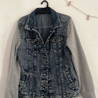 Jean jacket clearance with cotton sleeves