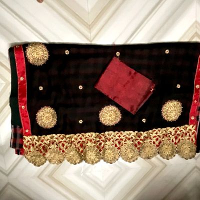 Savarna - Black and Maroon Cotton Halfsaree – Ivalinmabia