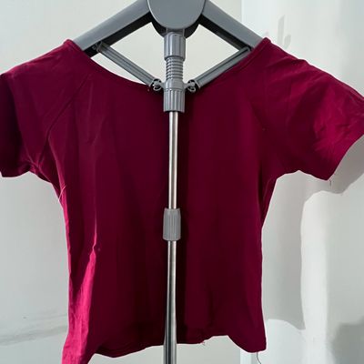 Plain maroon crop hoodie