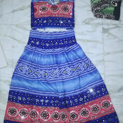 Buy Cream Red Navratri Chaniya Choli Woman Thread work Cotton Ghaghara  Skirt Mirror work Festival Gujrati Garba Dress at Amazon.in