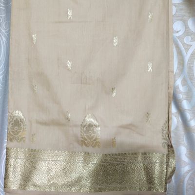 Satin Silk Solid Banarasi Saree With Embroidery And tone Work In Body And  Border | eBay