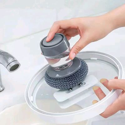 Kitchen Soap Dispensing Palm Brush Built-in Liquid Storage Tank