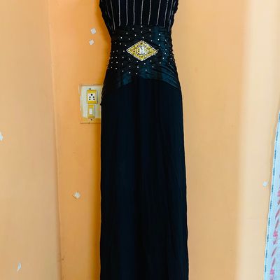 Black Net Designer Gown 48245 | Party wear gown, Girls fashion dress,  Sleeves designs for dresses