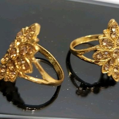 Buy 1 Gram Gold Plated Flower Design Finger Rings for Women