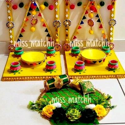 truck #art #mehndi #thaal by  https://www.facebook.com/pages/Ninos-creations/123853704344831 | Mehndi  decor, Desi wedding decor, Wedding crafts