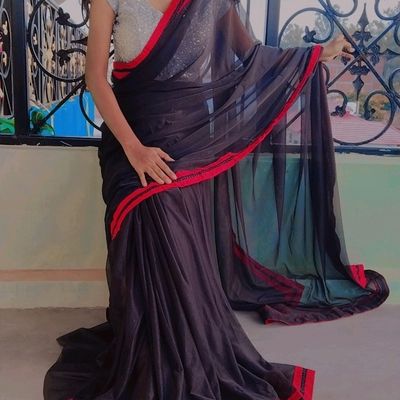Subhash Sarees - Look graceful at the upcoming family function by draping  this black coloured saree by subhash sarees. Featuring an eye-catching  design, it looks very appealing. Made from chiffon, it is