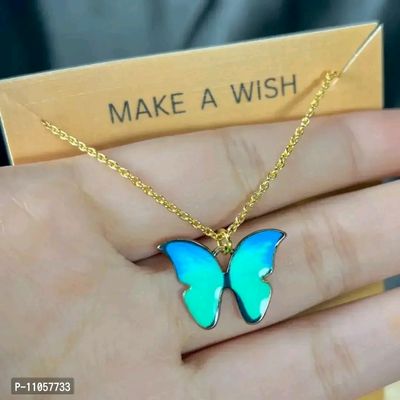 Sterling Silver Blue Opal Butterfly Pendant & Chain | Butterfly Necklace UK