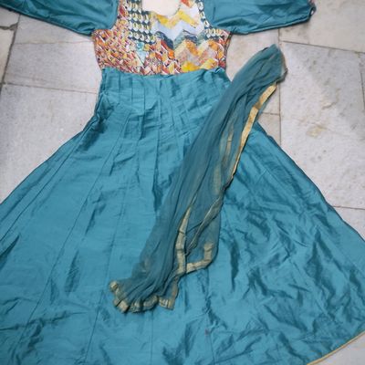Hunter Green Anarkali Dress style Suit – poshpari