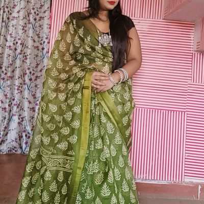 Rosy Affair Chanderi Semi-sheer Block printed Saree – Saga Jaipur