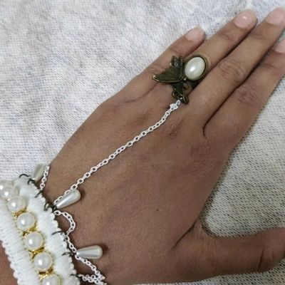 Buy Lucky Jewellery Elegant White Color Gold Plated Finger Ring Bracelet  Hand Harness Hathphool for Girls & Women (215-L1HS-16-W) Online at Best  Prices in India - JioMart.