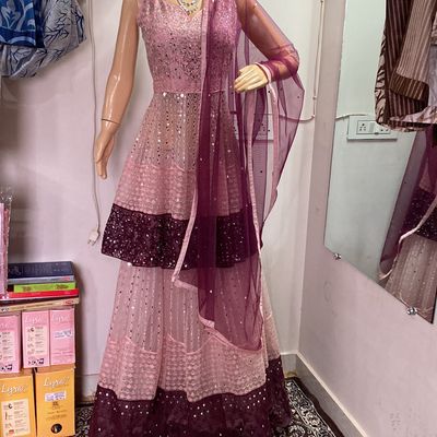 pastel pink lehenga with silver lace applique - Ethnic Attire by chetna