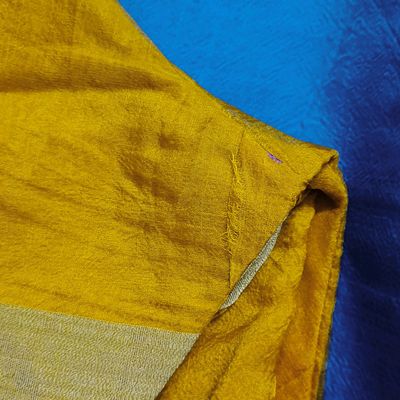 Aqua Blue & Yellow Woven Dola Silk Saree with Designer Embroidery Blou –  Rushini