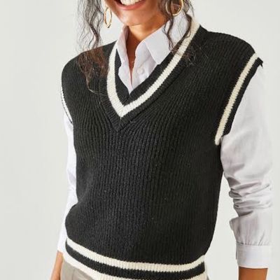 Sweaters & Sweatshirts  Bule Oversized sweater vest in a soft rib