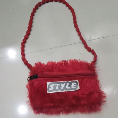 SHEIN | Bags | Shein Cute Red Fur Purse | Poshmark
