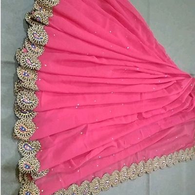 Light Pink Net Embroidered Saree | Saree designs, Party wear sarees,  Elegant attire