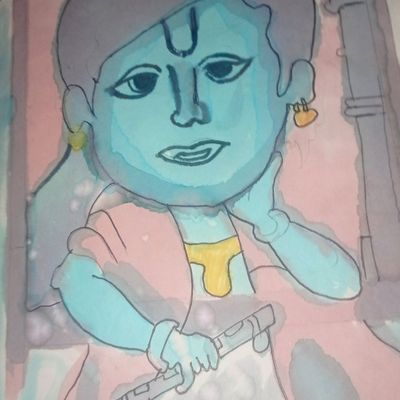 Lord Krishna Drawing by Ayushi Goyal | Saatchi Art-saigonsouth.com.vn