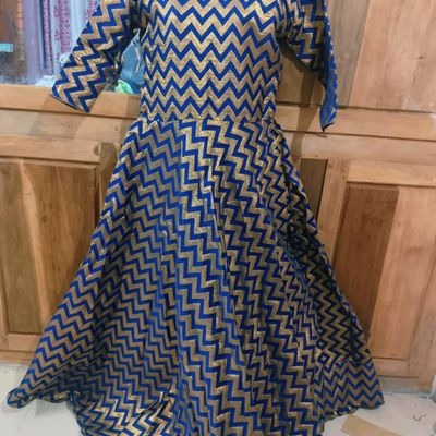 Blue Printed Ladies Cotton Long Gown Dress at Rs 700 in Jaipur | ID:  22912773433