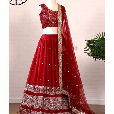 Bridal Reception Lahnga In Dark Maroon Color Model# B 1825 | Bridal lehenga  red, Indian bridal outfits, Red bridal dress
