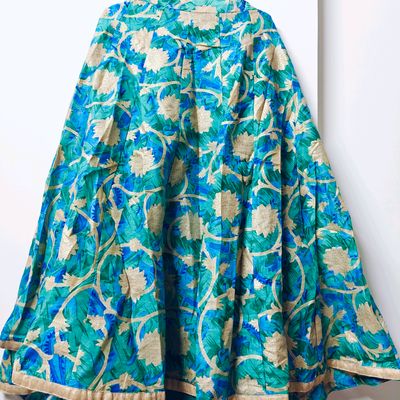 Buy Home shop gift black peacock feather Blue cottton Gold printed Tiered  long Skirt for women skirt (free Size Skirts) at Amazon.in