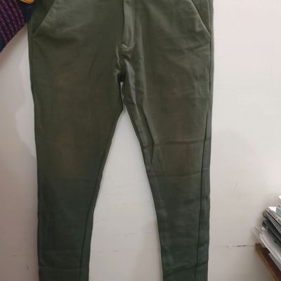 Olive Green Solid Italian Fit Cotton Blend Formal Trousers For Men – TAD